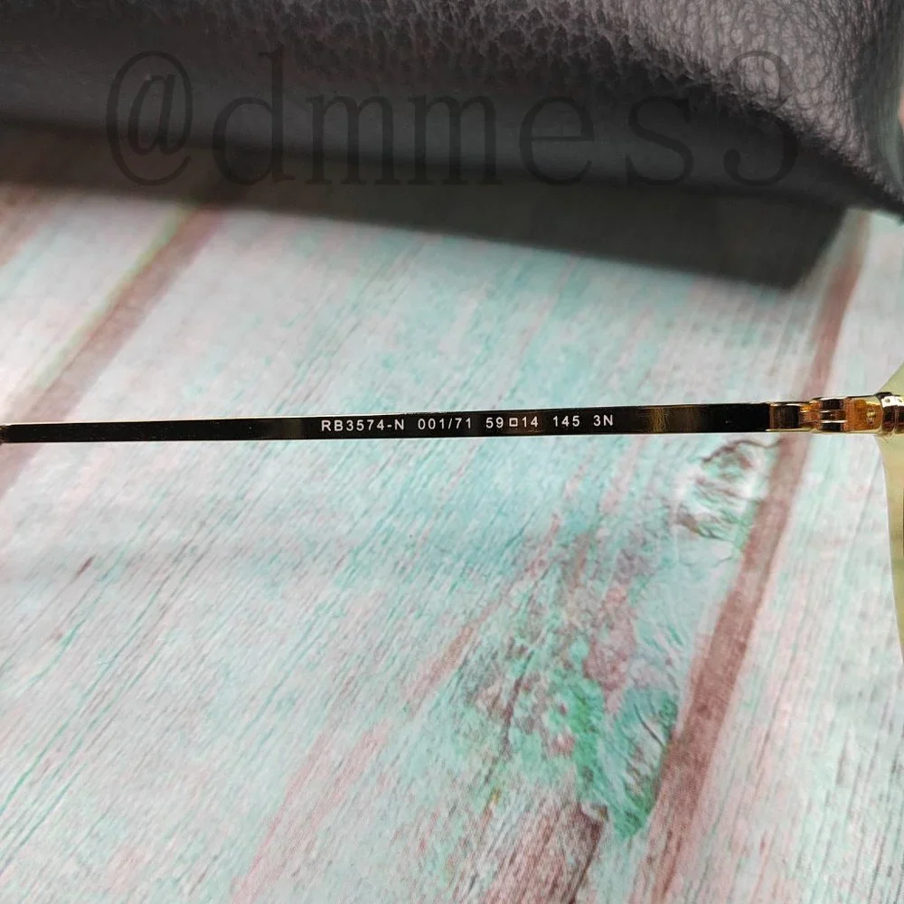 🐔RayBan Gold Frame Green Lens 58mm RB3574-N Sunglasses - Picture 5 of 7